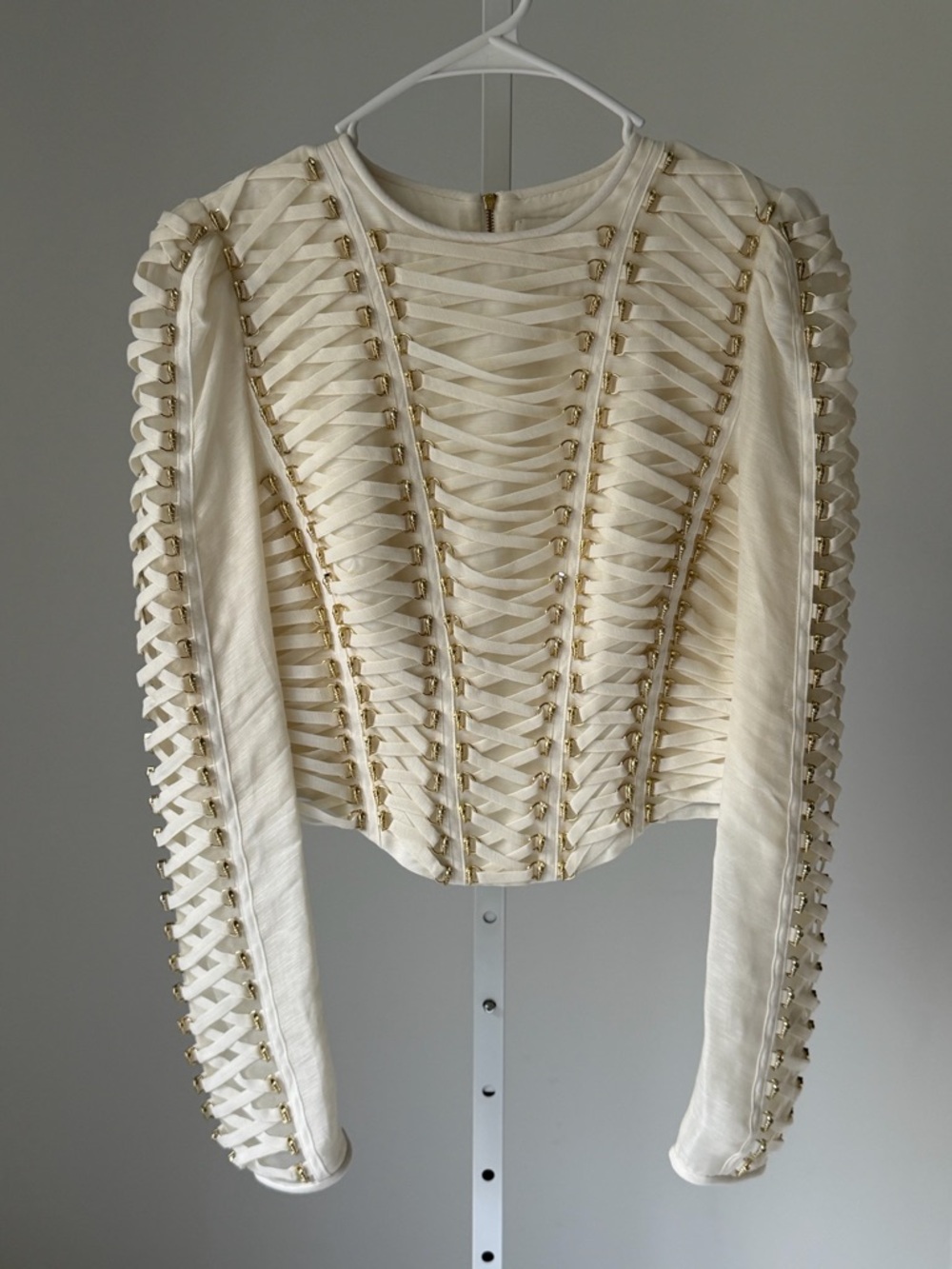 ZIMMERMANN Lace-up embellished linen and silk-blend top - Picture 5 of 10